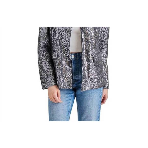 NEW STEVE MADDEN sequin payton blazer in silver - Picture 1 of 3
